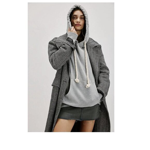 🔥Free People Encrusted Hooded Sweatshirt, XS, Heather Grey Combo // NWT🔥 - Picture 4 of 11